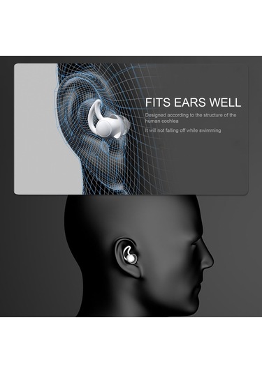 Hombey Su Sporu Ve Uyku İçin Su Geçirmez, Gürültü Azaltıcı Silikon Kulaklık - Köpek Balığı Kanat Desenli, Tekrar Kullanılabilir, Taşınması Kolay Mavi