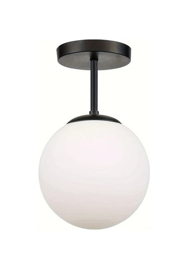 Dashanshop Siyah Modern Yarı Gömme Tavan Lambası Opal Küre Avize E26 Aydınlatma Siyah