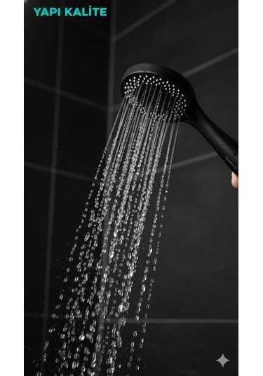 Siyah Zümrüt Renklerinin Birleşimi İle Muhteşem Bir Tasarım 3 Fonksiyonlu El Duşu Siyah