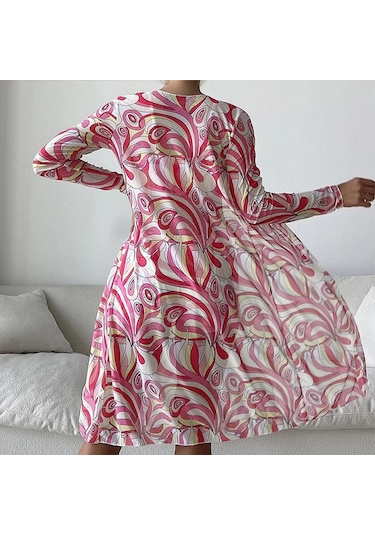 Kadın Mayo Yüksek Bel Bikini Seti Üç Adet Kadın Uzun Kollu Cover Up Mayo Plaj Mayo Pembe