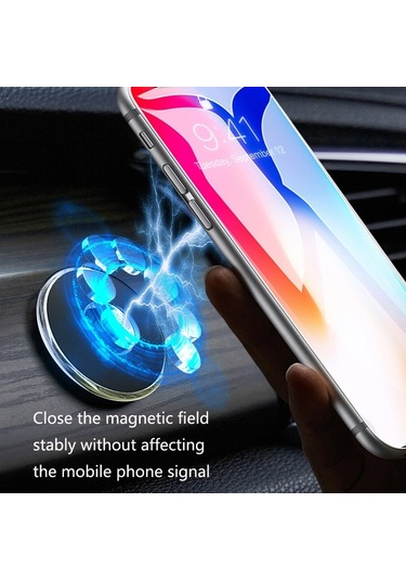 Sones Q6 Araba Manyetik Cep Telefonu Tutucu Yuvarlak Araba Dashboard Navigasyon Braketi Gümüş