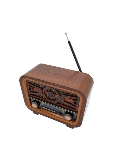 Radyo Retro Ceviz Bluetooth Hoparlör Tf Kart Şarjlı Led N1b2