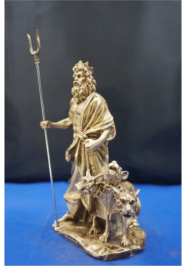 Hades Heykel Biblo Tasarım 25 Cm Mitolojik Obje Hediyelik Eşya Ev Dekor Altın
