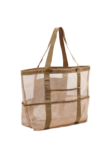 Springsun Kumada Gezici 8 Cepli Ağ Desenli Spor Yüzme Çanta - El/tek Omuz Taşıma, Dayanıklı Malzeme, 42x20x39 Cm Kahverengi