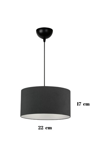 Dekoratif Mini Tekli Kumaş Sarkıt Hol Mutfak Çalışma Odası Avize Antrasit Anrasit