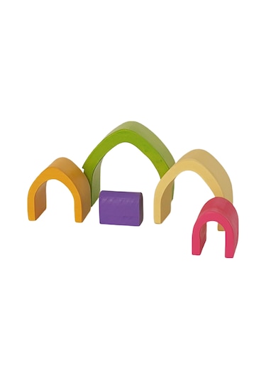 Waldorf Pastel Renkler 5'li Ev Ahşap Oyuncak