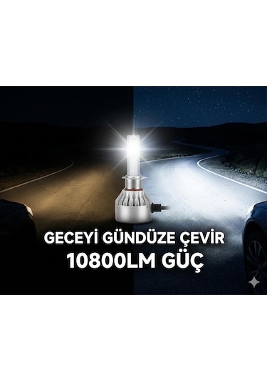 H1 Led Xenon Beyaz Far Ampulü 60w 10800lm 6000k Şimşek Etkili S-line Çiftli Set