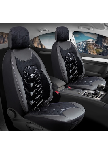 Toyota Ch-r Lüx Oto Koltuk Kılıfı Ön Arka Takım Deri Kadife Detaylı Prosev Siyah Gri