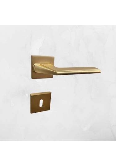 Anka Mat Altın Mat Sarı, Gold Rengi İtalyan Rozetli Kapı Kolu