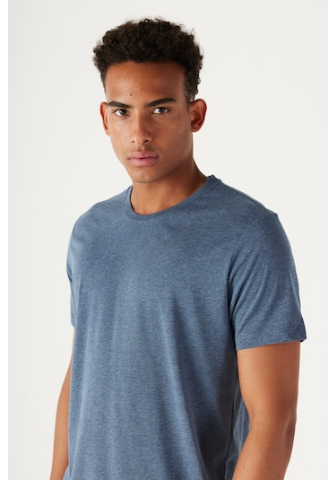 AC&Co / Altınyıldız Classics 4A4800000001INJXS Slim Fit Bisiklet Yaka Kısa Kol Pamuklu Erkek Tişört İndigo Melanj AC&Co / Altınyıldız Classics 4A4800000001INJXS Slim Fit Bisiklet Yaka Kısa Kol Pamuklu Erkek Tişört İndigo Melanj