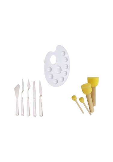Ponpon Fırça Seti Palet Ve Spatula