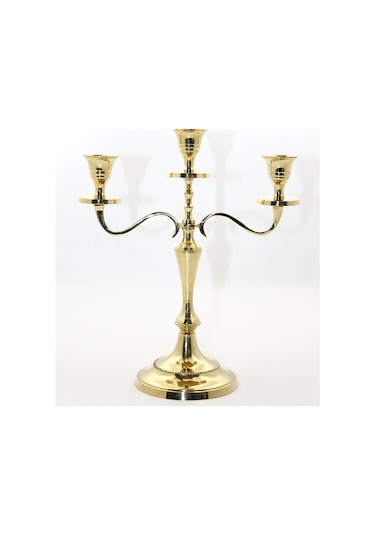 Pirinç 3'lü Şamdan Gold 17307205