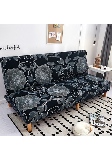 Yaozixa Yüksek Elastik Poliester-spendeks Koltuk Örtüsü, Yüksek Dayanıklı, Yıkama Kolay, 160-190cm Uzunlukta, Ev Dekoru Koltuk Koruması Siyah