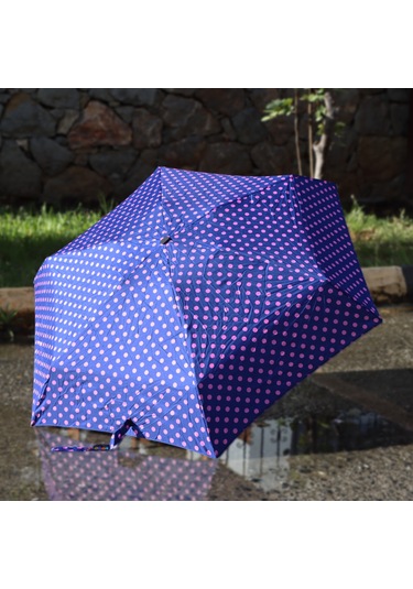 Biggdesign Moods Up Pembe Puantiyeli Lacivert Manuel Mini Şemsiye - Rüzgara Dayanıklı, Hafif, Renkli Tasarım Çok Renkli