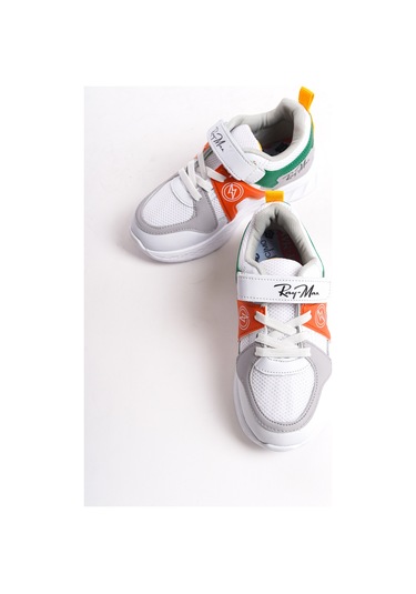 Garantili Ray Max Günlük Ortopedik Çocuk Unisex Sneaker Spor Ayakkabı Beyaz-oranj