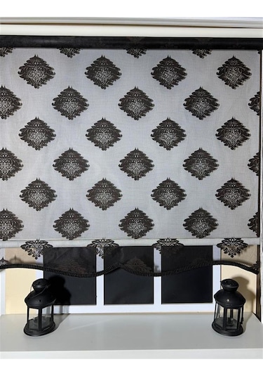 Çift Mekanizmalı Siyah Tül Perde Ve Ekru Stor Perde Stb45239-v107