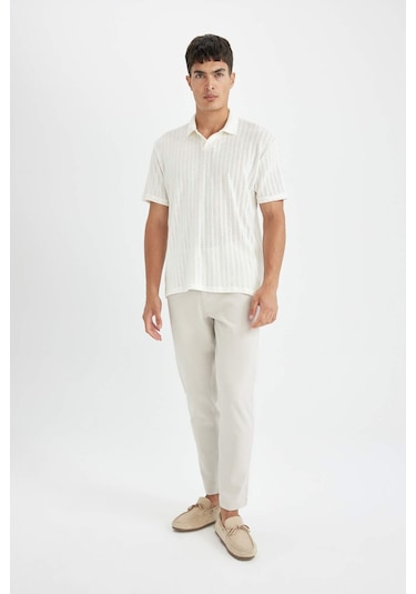 DeFacto Regular Fit Kısa Kollu Dokulu Triko Polo Tişört D4810AX24SMWT16