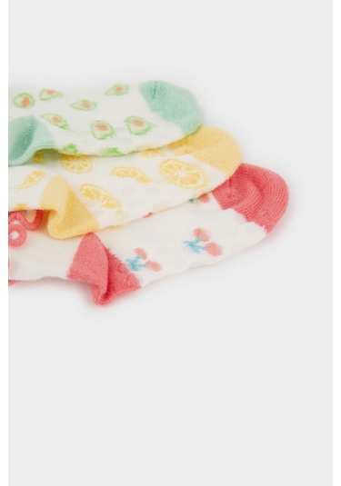 DeFacto Kız Bebek Fırfırlı 3'lü Pamuklu Patik Çorap E4957A5NSWT1 Beyaz