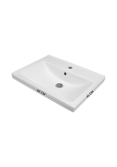 Karen Banyo Mimoza 60 Cm Lavabolu,aynalı Banyo Dolabı Seti,komple Mdf Seramik Lavabo Dahil,mdf Beyaz