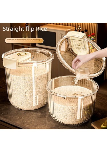 Yifomall Ev İçin Gıda Seviyesi Muhafaza Kabı - Haşere Ve Nem Koruma, 15 Kg Kapasite, Pirinç/un/bezelye Saklama Avokado Yeşili/şeffaf Diğer