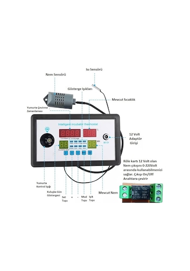 Zfx-w9002 12-24-220volt Kuluçka Kontrolörü Isı-nem-çevirme-fan