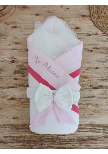 Yenidoğan Bal Peteği My Prince Taç Nakışlı Delüks Kundak Bebek Battaniyesi Pembe Renkli Çok Renkli