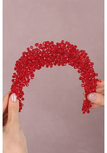 FdayAksesuar Gelinlere Özel Pollux Kristal Boncuklu Gelin Tacı Saç Aksesuarı FRDY31665