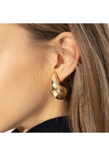 Bombeli Bottega Küpe Damla Model Küpe Gold Renk Sarı