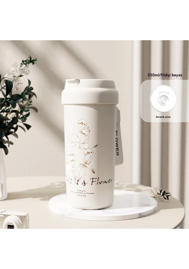 Kahve Fincanı Seramik Astar Hafif Lüks Yüksek Değerli İns Kızlar Taşınabilir 316 Paslanmaz Çelik Araba Termos Bardaklar Toptan 320 Seramik Astar Fildişi Beyaz