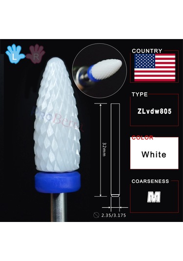 Rolinstar Beyaz Seramik Solak Kişi Alev Bit Belirlenmiş Freze Kesiciler Çıkarma Jel Cila Vernik Tırnak Matkap Ucu Açık Yeşil