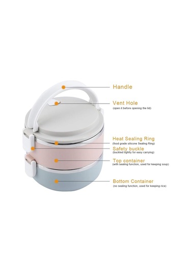 Yalıtımlı Öğle Yemeği Kutusu Taşınabilir Paslanmaz Çelik Yalıtımlı Öğle Yemeği Kutusu Öğle Yemeği Kutusu Gıda Kutusu 2 Katlı Çok Renkli