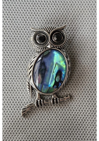 Abalon Shell Baykuş Motifi Sedef Broş Br10-3 Çok Renkli
