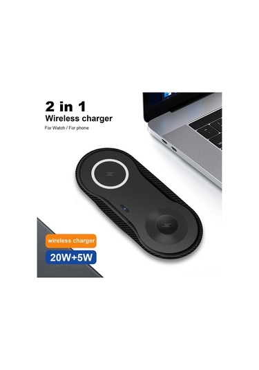 Jeemson 20w 2-in-1 Kablosuz Şarj Aleti, Samsung Saat 5 Pro İle Akıllı Telefonu Eş Zamanlı Hızlı Şarj Edin, Abs Malzeme, Taşınabilir, Ultra İnce