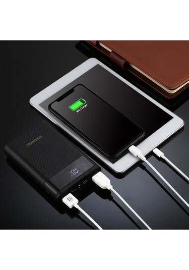 Monyee Hwl9600 Siyah 4x18650 Pil Dahil Değil Usb Çift Çıkışlı Ekranlı İki Yönlü Hızlı Şarj Dıy Powerbank Kutusu Siyah