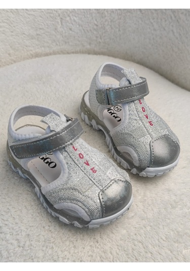 Muggo Slyvester Günlük Önü Kapalı Cırtlı Unisex Çocuk Sandalet Gri