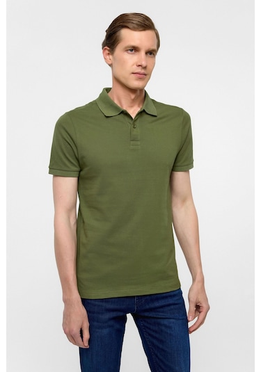 SÜVARİ Haki Slim Düz Polo Yaka Tişört