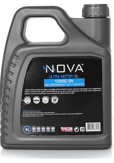 Nova 10W-60 Sn Tam Sentetik Motor Yağı 4 L + Cam Sabunu
