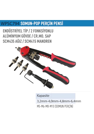 Wp Pro Endüstriyel Tip 2 Fonksiyonlu Somun-pop Perçin Pensi