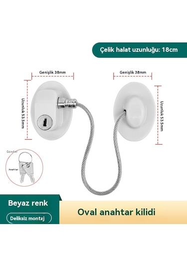 Deliksiz Çocuk Güvenlik Kilidi Buzdolabı Kilidi Pencere Kilidi Dolap Kilidi Mobilya Kilidi Evrensel Sürgülü Kapı Sınırlayıcı Oval Anahtar Kilidi-beyaz