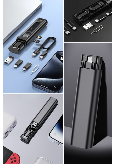 Woody Sofia Cep Tipi 60w Bas Aç Type-c,iphone Şarj,micro Usb Hızlı Şarj Data Kablo Seti