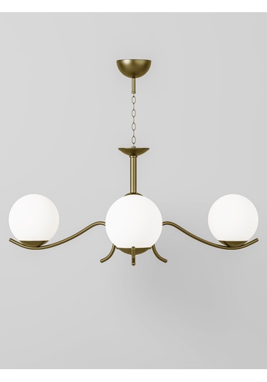 Merla 3'lü Eskitme Kasa Beyaz Camlı Avize