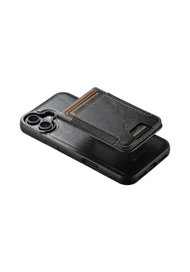 Uyumlu İphone 16 Kılıfı Magsafe Kart Tutucu Stand Telefon Kılıfı Siyah İle Uyumlu Çok Renkli