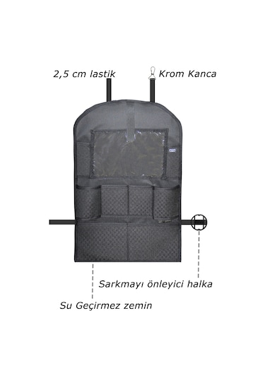 Bod Armada Serisi Dokuma Oto Koltuk Arkası Düzenleyici Organizer Siyah