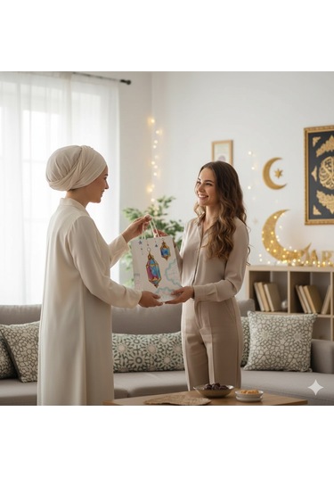 Ramazan Temalı Hediyelik Karton Çanta 26x40x8 Cm İftar Ve Dağıtım İçin
