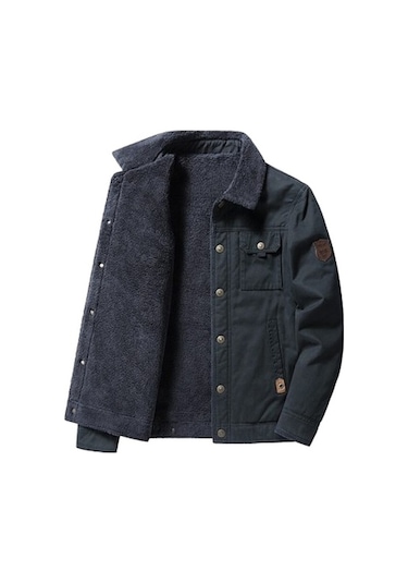 Sımıcg Kalın Günlük Moda Yaka Ceket + Çorap - Koyu Mavi