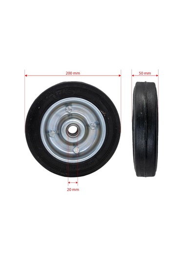 Yük Taşıma Dolgu Lastik Teker Çelik Saç Jant 200 X 50 Mm