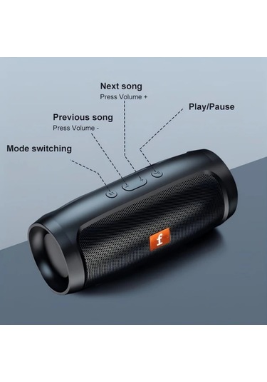 Primepickings Red Portable Kablosuz Hoparlör T-flash Usb Bellek Çalarlı Bass Ses Yüksek Volüm Uzun Ömür