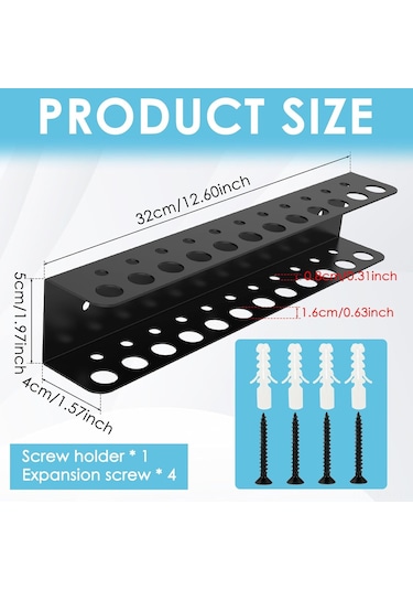 Jeehugo Demir 23 Delikli Duvar Tipi Tornavida Tutucu - Çok Amaçlı Araç Organizatörü Ve Boşluk Tasarrufu Diğer