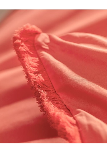 Madame Coco Sona Tek Kişilik Püsküllü Nevresim Takımı Mercan