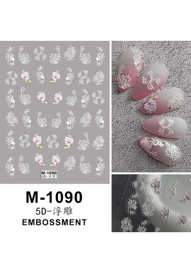 Nail Art Etiketler Çıkartmaları 5d Kabartmalı Kendinden Yapışkanlı Karikatür Çiçek Kelebek Yıldız Tırnak Çıkartmaları Koyu Kırmızı